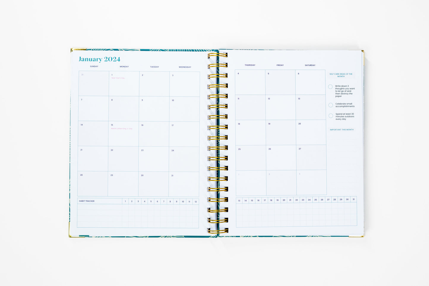 monthly spread of self love planner