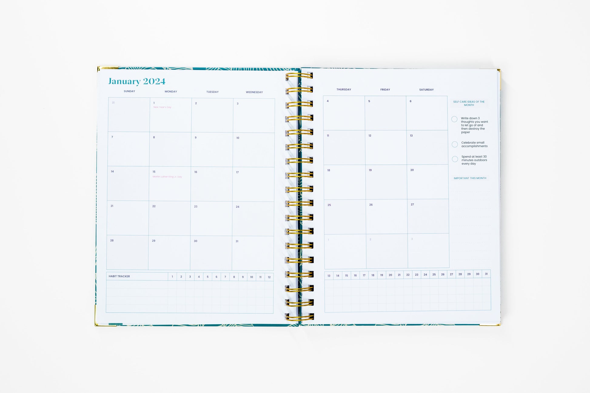 monthly spread of self love planner
